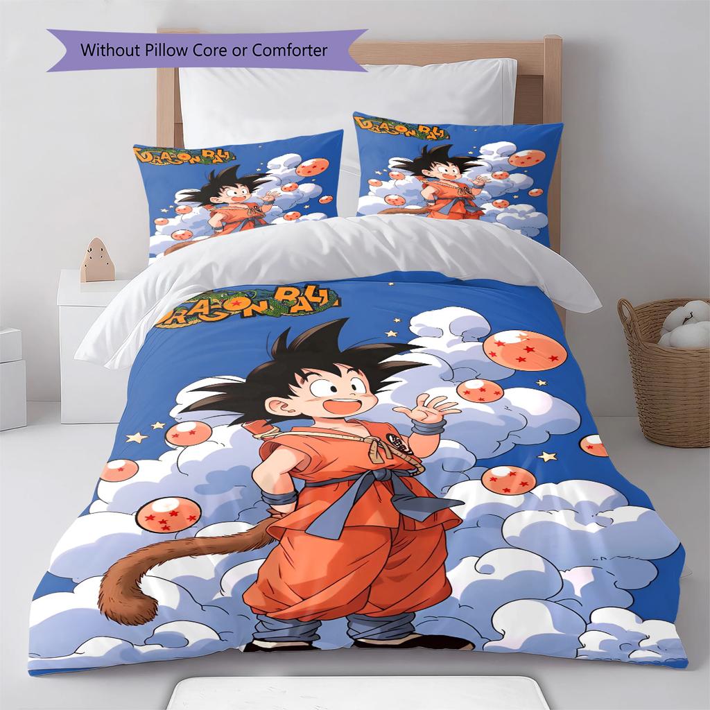 Dragon Ball Sitting Calm Pose Bedding Set Anime Duvet Cover Polyester Soft Comforter Set -QJY