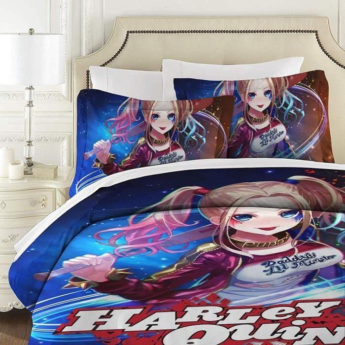 Parure de lit - harley quinn - 240x260cm - ultra douce - hypoallergénique - entretien facile