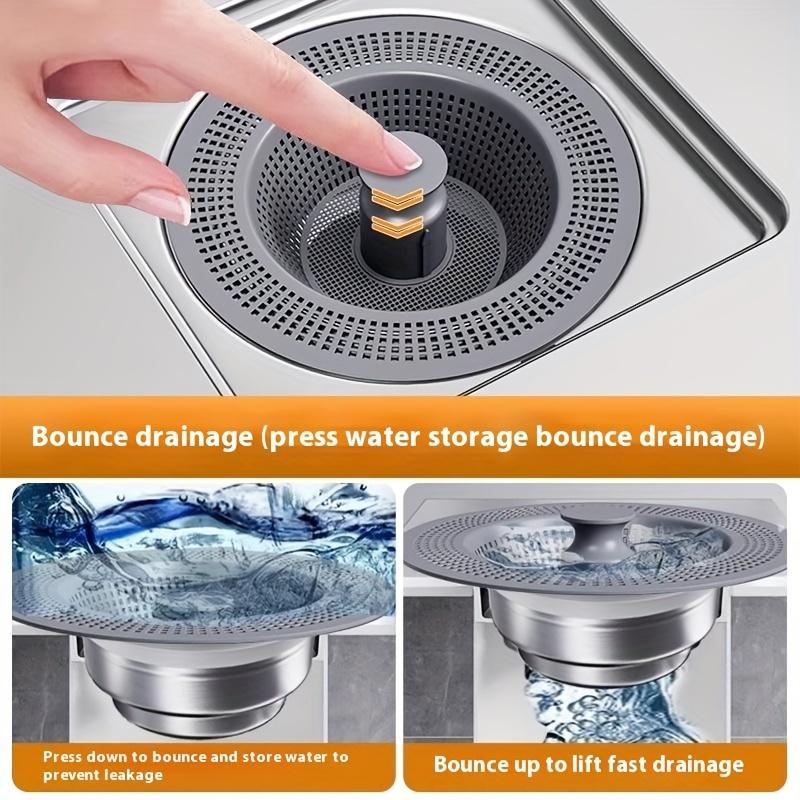 Large Filter 3 In 1 Kitchen Sink Drain Strainer and Stopper Combo, Chrome Stainless Steel Wraped Shell, Anti-Clogging Basket Strainer