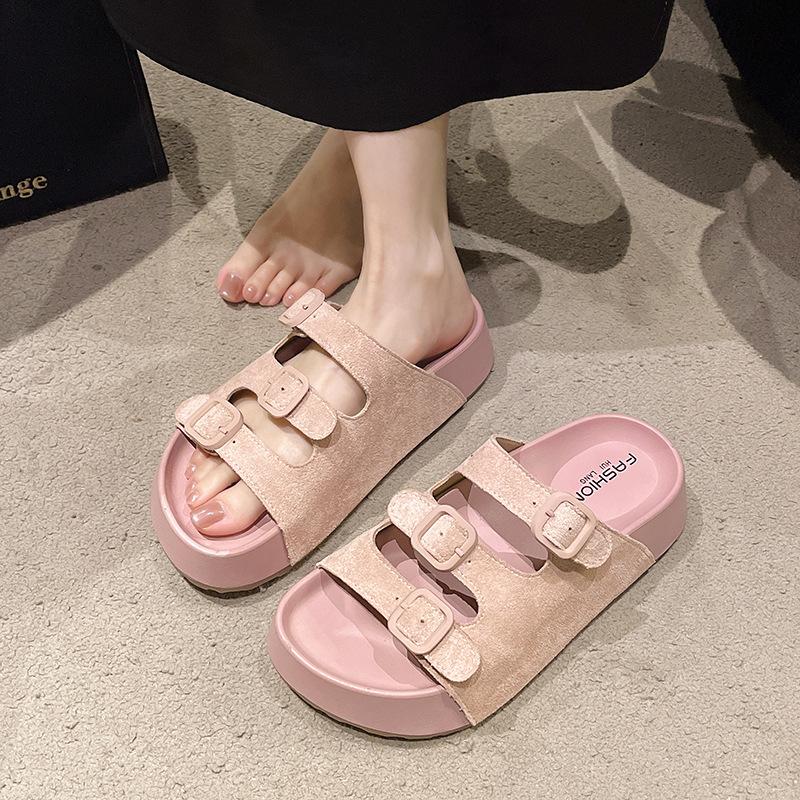 Summer Thick Bottom Retro Slippers Women Outer Wear Tide with One Word Drag Beach Vacation Sandals Slippers Women Fashion Women Breathable Shoes
