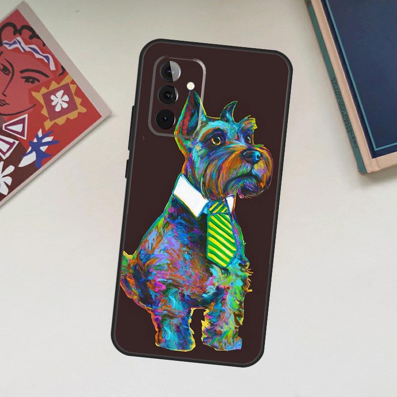 Cartoon Schnauzer Dog Case For Samsung Galaxy A13 A53 A33 A23 A06 A56 A16 A36 A55 A35 A17 A54 A34 A14 A52 A32 A15