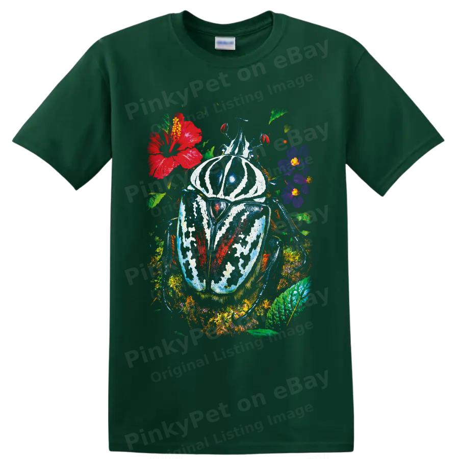 Beetle Insect T Shirt Colorful Tropical Flower Garden Nature Graphic Art Tee