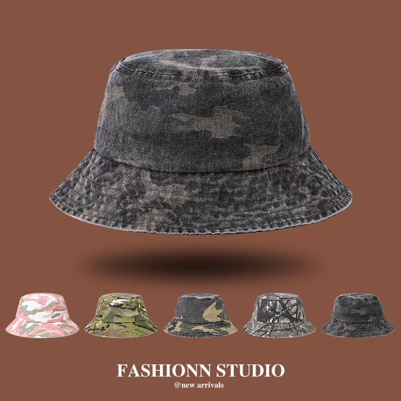 New Washed Old Retro Camouflage Soft Bucket Hat Men And Women Outdoor Mountaineering Sun Hat Sun Protection