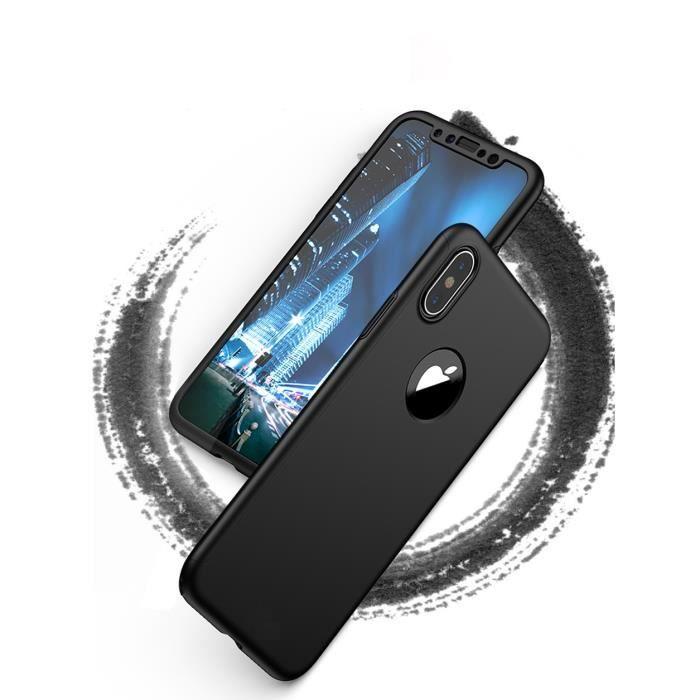 Coque et protection d'écran - Phonillico® - iPhone XR - Plastique Rigide - Verre Trempé - Protection Intégrale