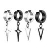 2pcs Men Women Cross Dangle Hoop Earrings Stainless Steel Ear Piercing Punk Jewellery