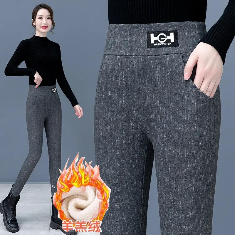 Lamm Fleece Leggings Frauen Tragen Neue 2023 Winter Fleece Verdickte Thermo Hosen Baumwolle Hosen Strumpfhosen