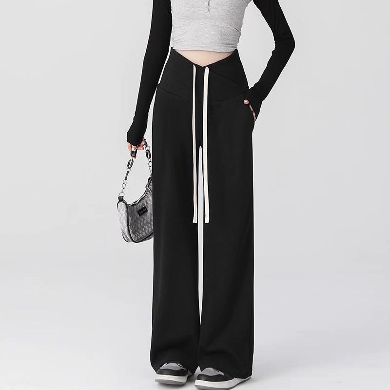 

2026 Spring/Summer Low-Waist Wide-Leg Floor-Length Maternity Pants - Plus Size, Slimming, for Chubby Girls L (Suitable for 55-67.5 kg)