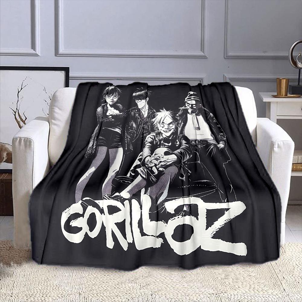 Gorillaz Band Comic Art Design Patterned Flannel Blanket Perfect for the Bedroom Living Room, Sofa, or a Little Nap