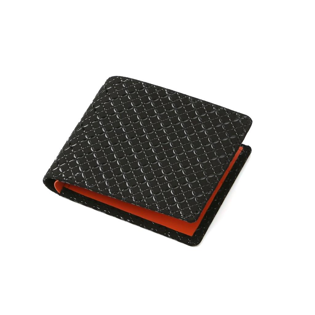 Inden HISOCA Hisoka Traditional Craft Koshu Inden Deerskin Lacquer Original Brand Wallet Black with Black Lacquer and Shippo Pattern [Inden-ya]