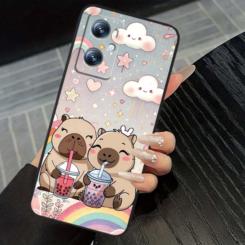 Cartoon Anime Capibala Art For OPPO Reno 5 6 7 A96 A40 A58 Realme GT A74 A78 Neo2 A74 A78 Find X5 X3 X7 X8 Black Phone Case