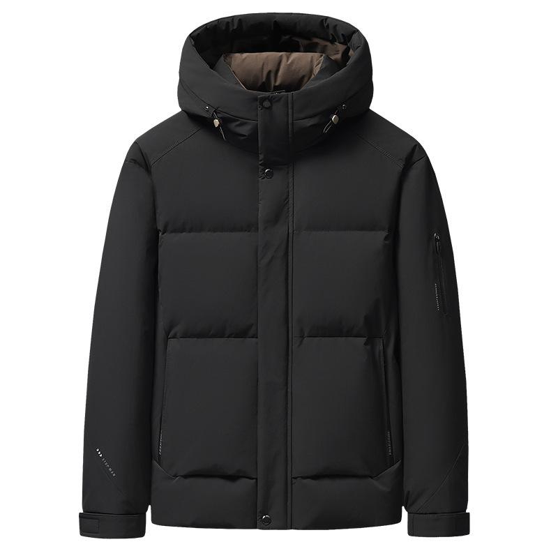 Men's Winter Windproof White Duck Down Hooded Jacket - Versatile, Thickened for Business and Commuting