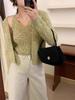 Spring and Autumn Short Slim-fitting and Thin Knitted Cardigan, Sling Vest, Women's Two-piece Set, Temperament V-neck Sweater Jacket