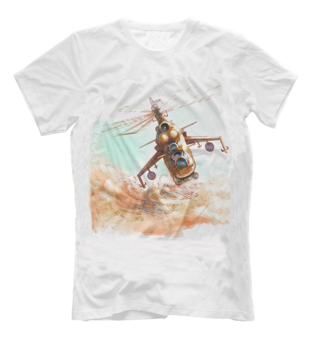 

Russian Army Mi24 Helicopter Mens T Shirt Summer Short Sleeve Oneck Cotton Tshirt Funny Tees S