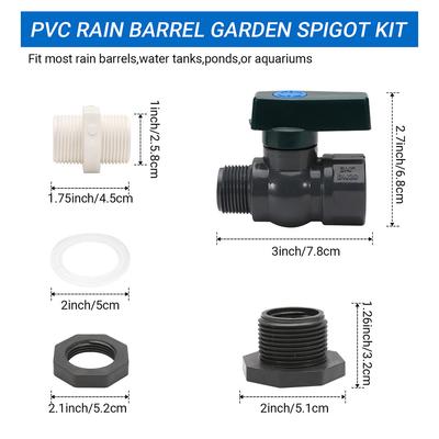 3/4 Inch Tap Bulkhead Screw Connection Valve PVC Rainwater Container Valve