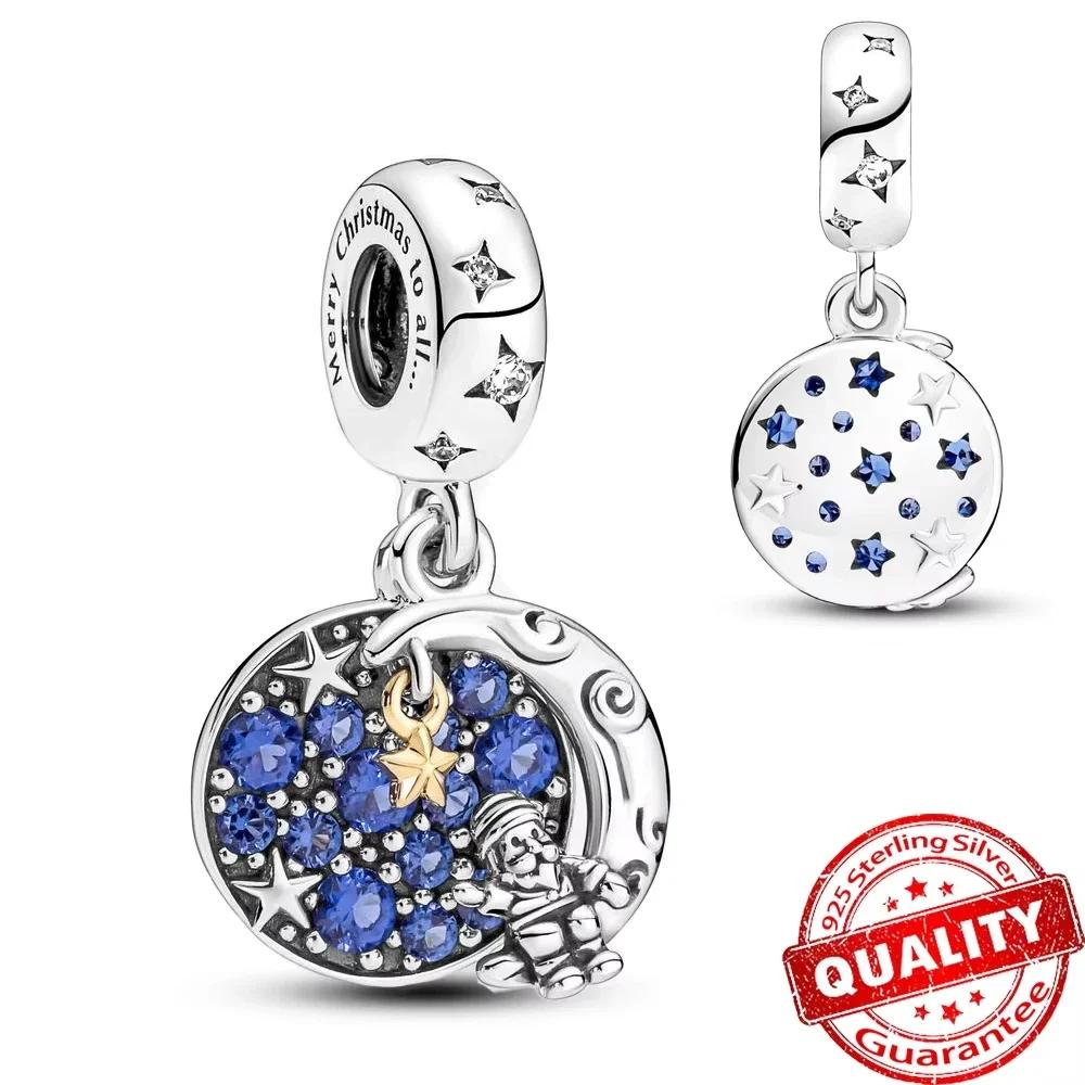 Christmas 925 Silver Charms Santa Claus Reindeer Earrings Beads fit Necklace Bracelets DIY Fine Jewelry Party Gift