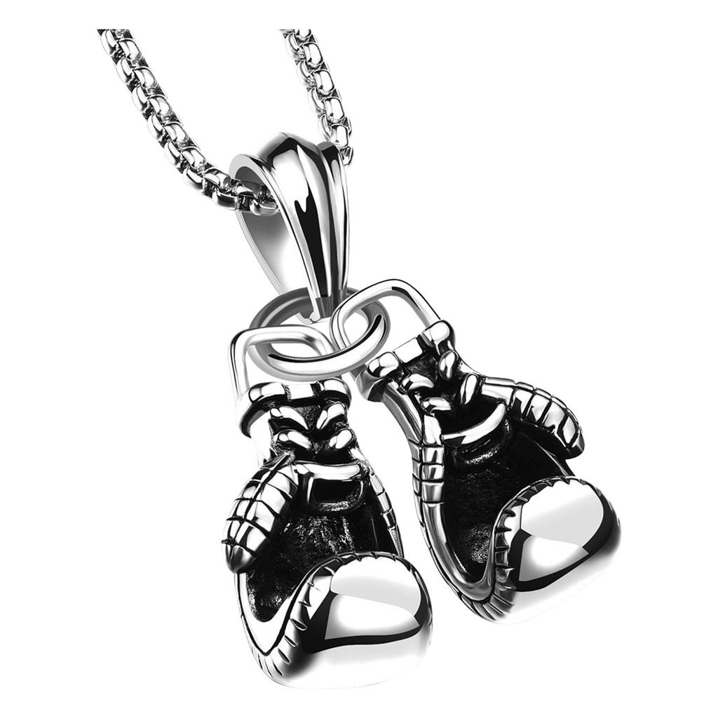 Men's Necklace And Stainless Steel Pendant Pair Of Boxing Gloves Chain Necklace