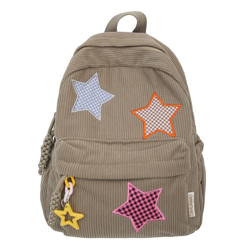 Zaino in velluto a coste, grande capacità, zaino, borsa da scuola, studente delle superiori, studente delle medie, borsa tesoro, piccolo, fresco, tinta unita