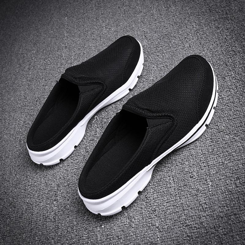 Men's Indoor Slippers Summer Breathable Semi -slippers Fashion Trend One Foot Kick Lazy People Casual Flying Men's Shoes