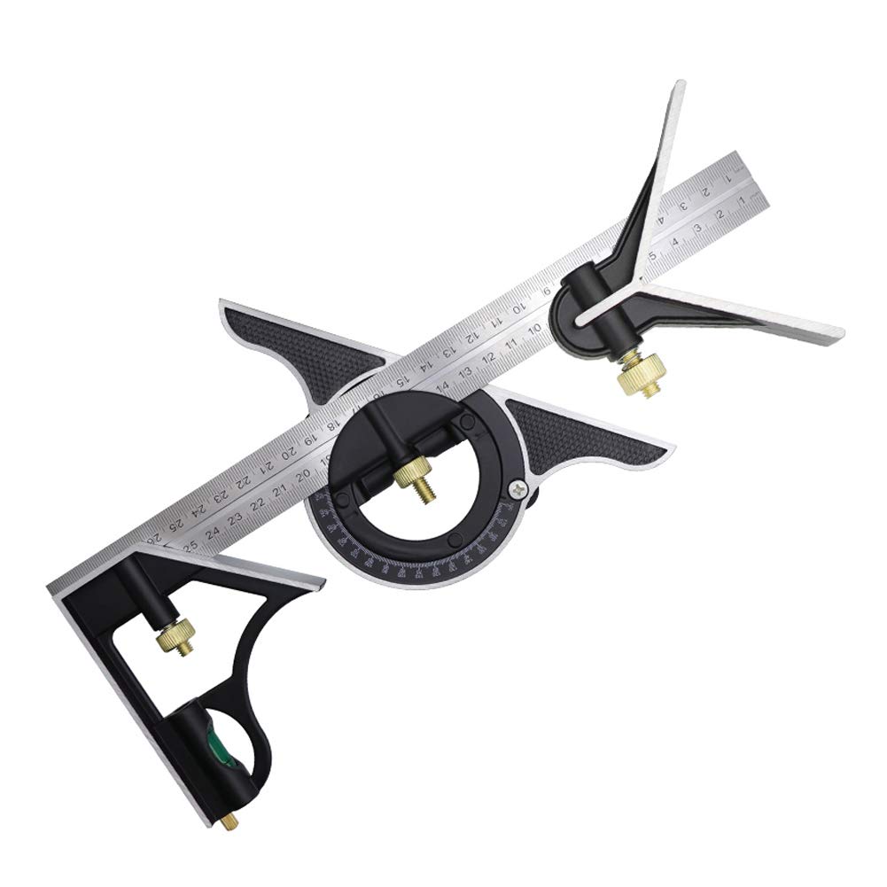 Комбинированный угольник DUEBEL 12 дюймов, Горизонтальный угольник, Нержавеющая сталь, Многофункциональные столярные угольники, Угольник 90 градусов, Угольник для деревообработки