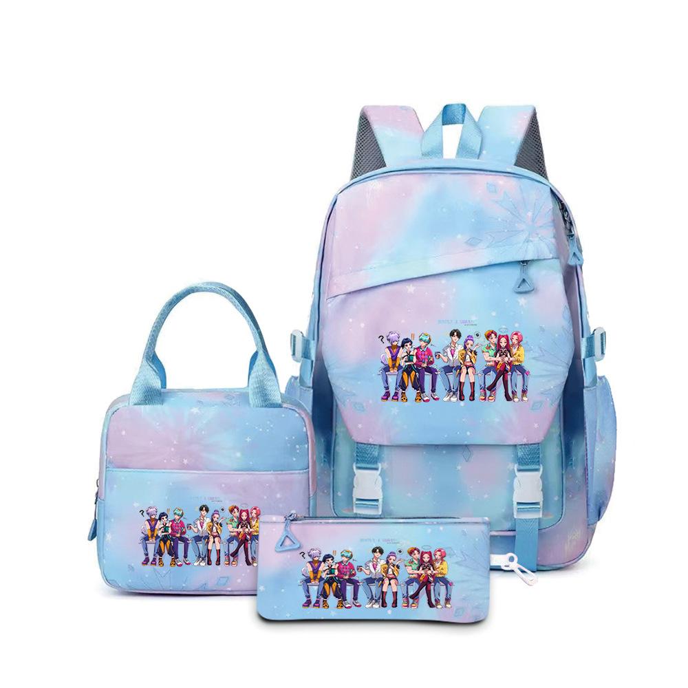 School Season Printed Student Schoolbag Backpack Shoulder Pencil Bag Three-Piece Set