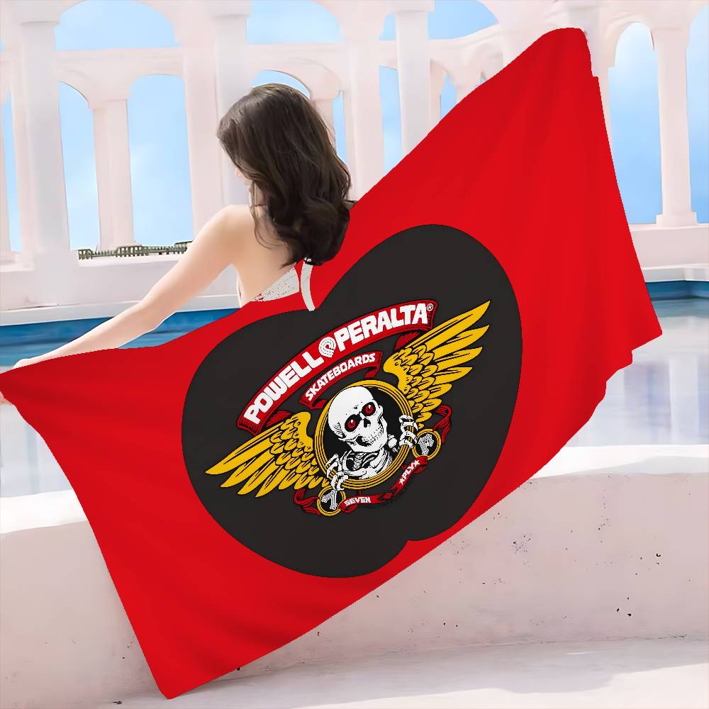 Asciugamani da Spiaggia Grandi in Microfibra con Logo Classico P-Powell P-Peralta Asciugamano ad Asciugatura Rapida Asciugamani da Spiaggia Sabbiosa Asciugamano da Piscina Per Viaggio Nuoto Yoga