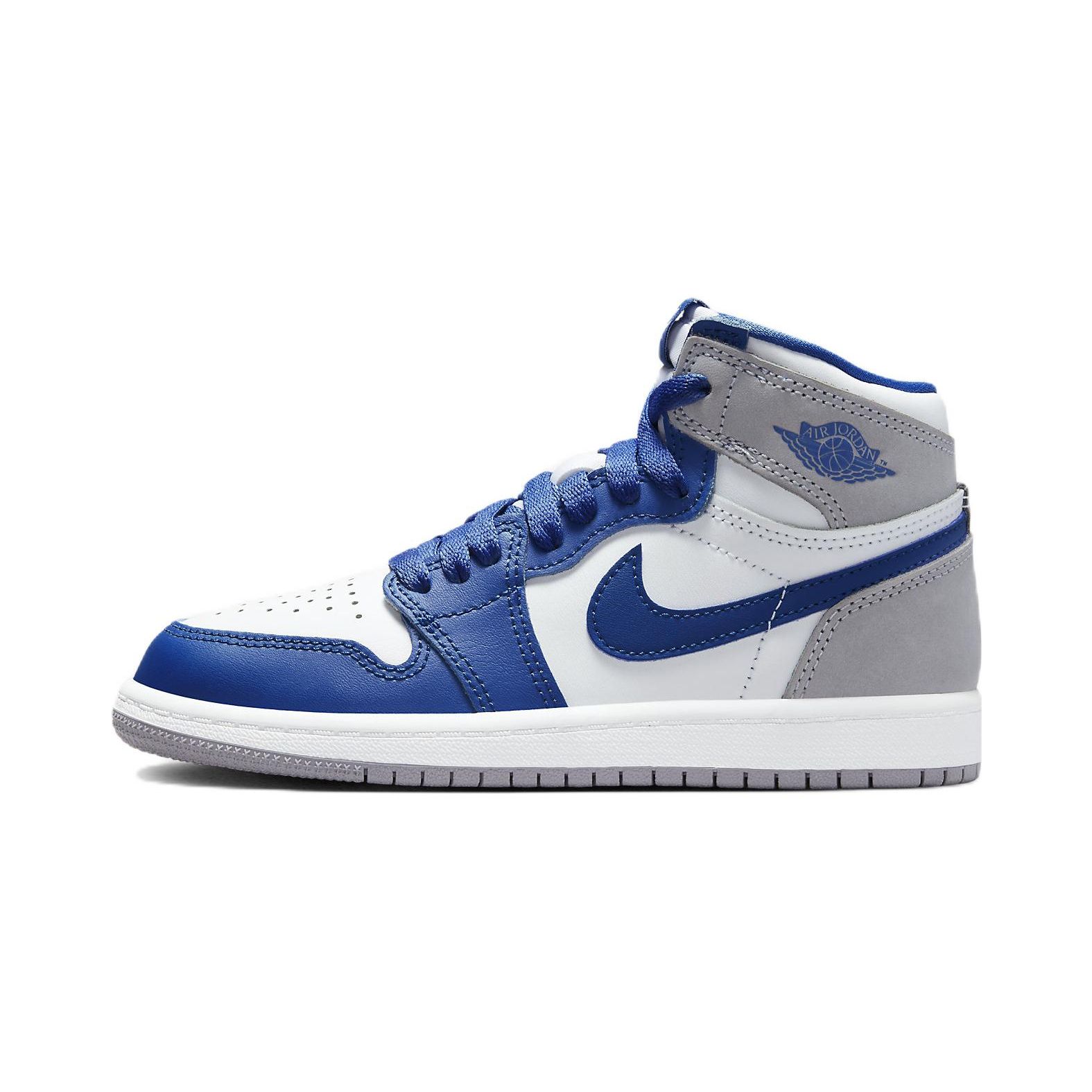 

Дитячі кросівки Air Jordan 1 Retro High OG PS True Blue білі цементно-сірі FD1412-410 31.5