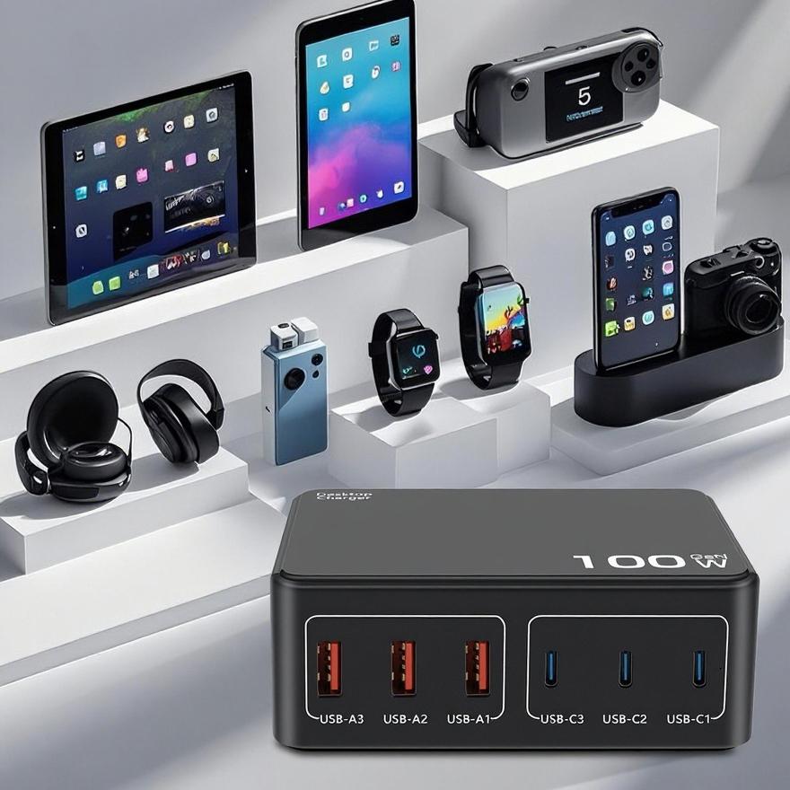 HENGHUAWEI 100W PD Fast Charger Multi-Port USB Digital Display Charging Block for Laptop/MacBook/iPad/iPhone