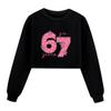 5291 Girls Steal a Brainrot 67 Printed Long Sleeves Round Neck Sweatshirt