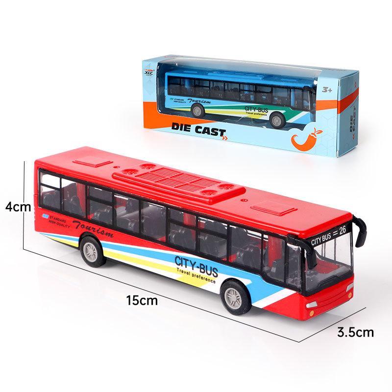 1:64 Alloy Double  City Bus Model Diecast Vehicle Toy High Simulation for Boys Hobby Collection Desktop Decor Gift