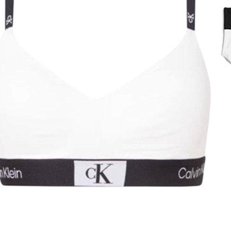Calvin Klein Modern Attraction 1996 Logo Print Wireless Triangle Cup Lingerie Set Women Lingerie White QF7218-100+QF7222-110