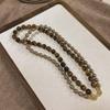 Champagne Double-Layer Tiger Eye & Pearl Necklace with 8-Shaped Buckle