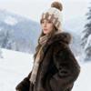 1Pc Plush Hat Winter Ear Protection Cold Protection Single Ball Cycling Color Blocked Polyester Imitation Fox Fur