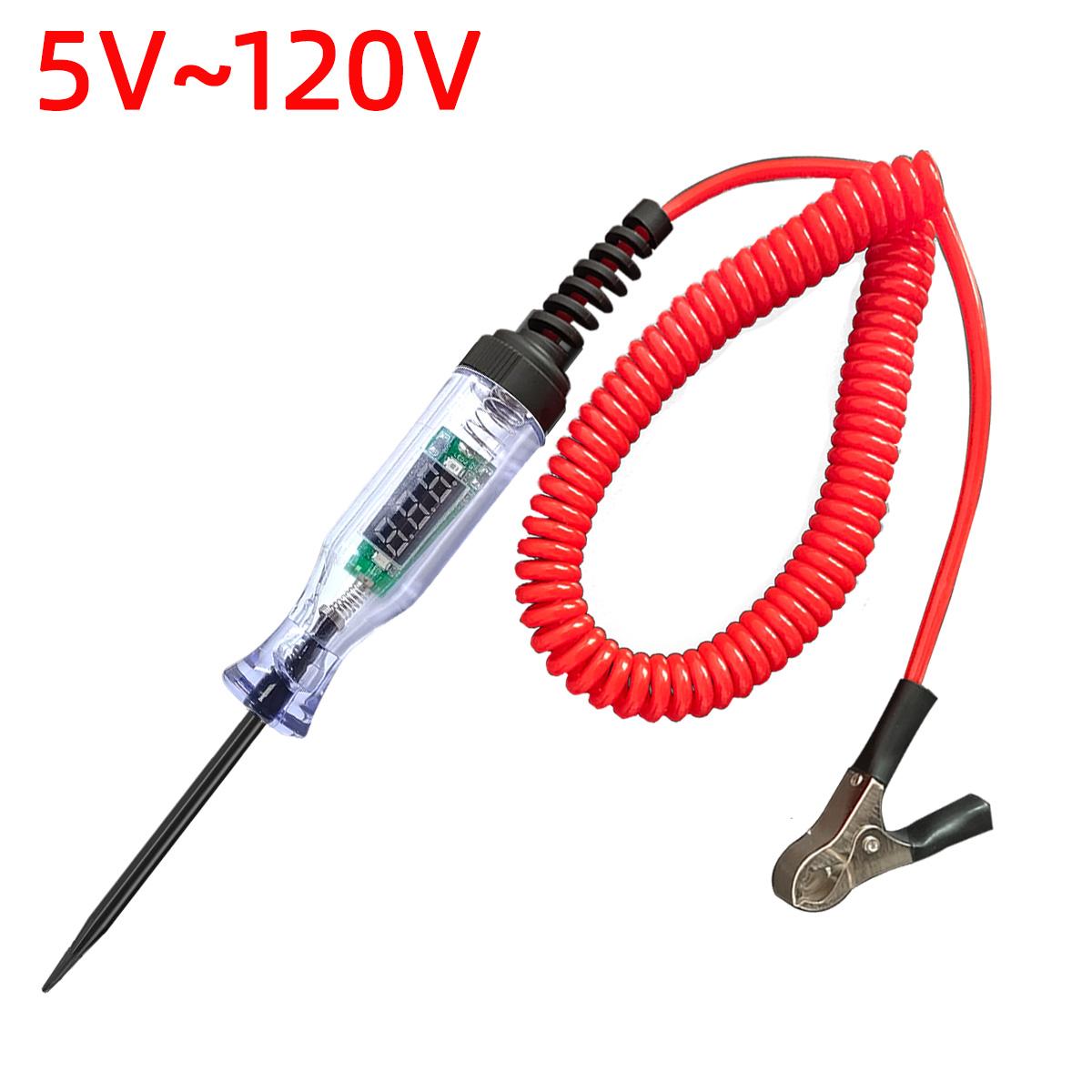 

5В-120В Автомобильный тестер-ручка Тест цепи напряжения Постоянный ток Цифровой дисплей Электрическая ручка Ручка-зонд Автомобильные диагностические инструменты 2В 12В 24В 48В