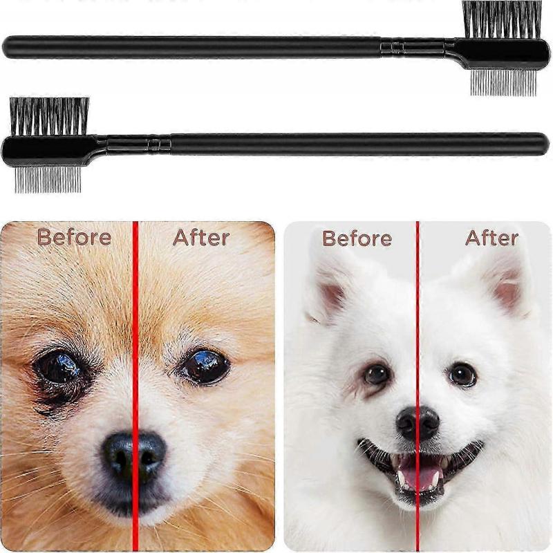 4 Pieces Multifunctional Pet Grooming Comb Dog Flea Comb Double Sided Dog Eye Comb Brush for Dogs Cats Scab and Mucus Removal