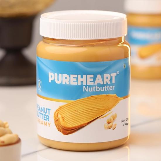 Pureheart Nutbutter Creamy Peanut Butter 350 Gm | Natural & Premium Roasted Peanuts | High Protein, Rich In Fiber | Zero Trans Fats