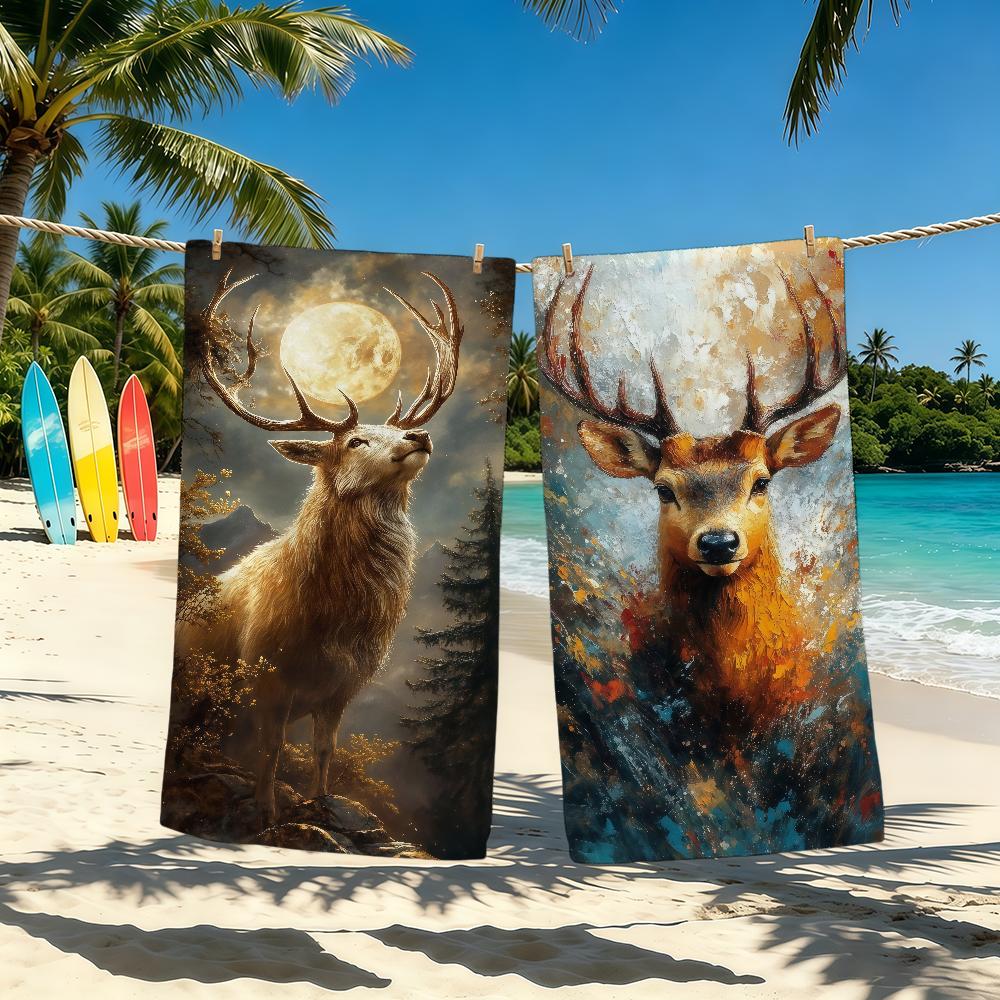 Waldhirsch Kunsthandwerk Handtuch Für Outdoor Camping Strandhandtuch Super Saugfähig Schnelltrocknend Sommerhandtuch