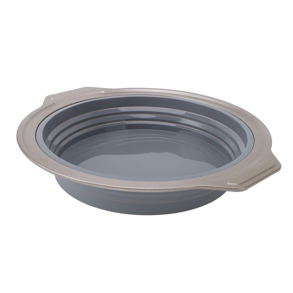 Silicone Cake Pan Foldable Press Type Quick Release Round Baking Pan for Layer Cake Cheese Cake Chiffon Cake Grey