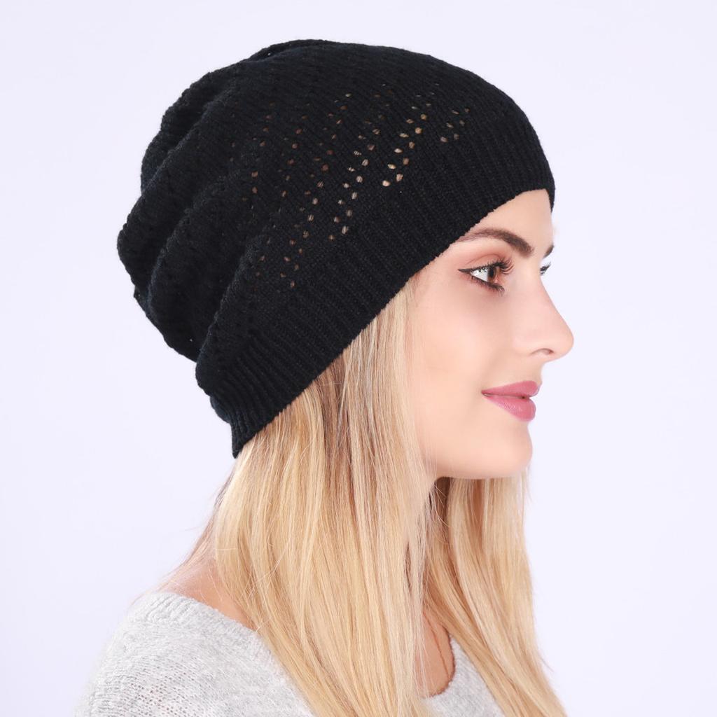 Autumn and Winter Warm Knitted Ear Protection Pile Up Hats Single Layer Women's Hats
