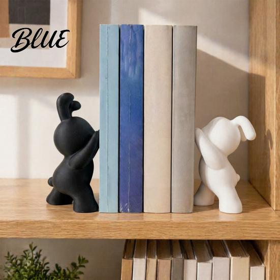 Cute Rabbit Book Supports 2PCS Bunny Bookends 3D Printed Matte Black And Study Room Shelving Supplies White Stoppers for Home Office Library