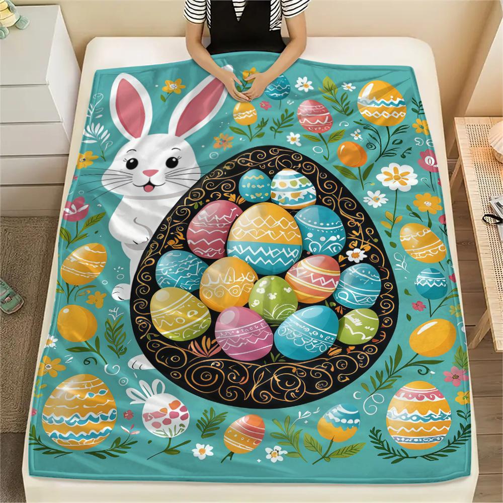 Easter Egg Print Flannel Blanket,High Quality Comfortable for All Seasons,Home Decor,Warmth and Comfort,Perfect for Christmas Gifts