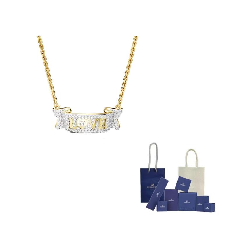 Swarovski Volta Gold tone Plated Necklaces Womens F-Original Brand Box And Bag золотистый
