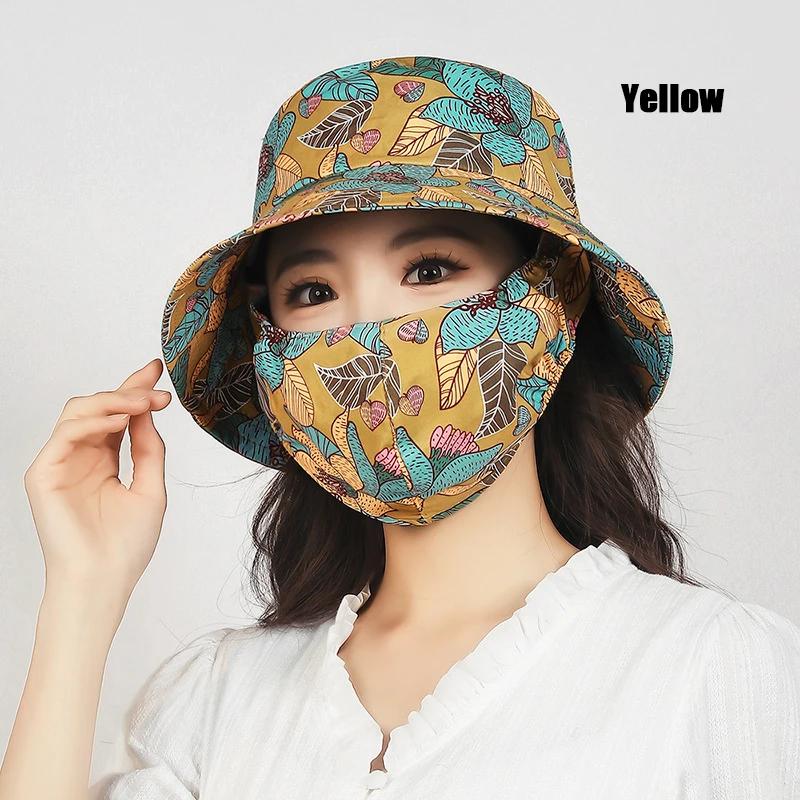 New Outdoor Summer Work Face Protection Full Protection Bucket Hat Seaside Sunscreen Mask Hats Integrated Fisherman Hats