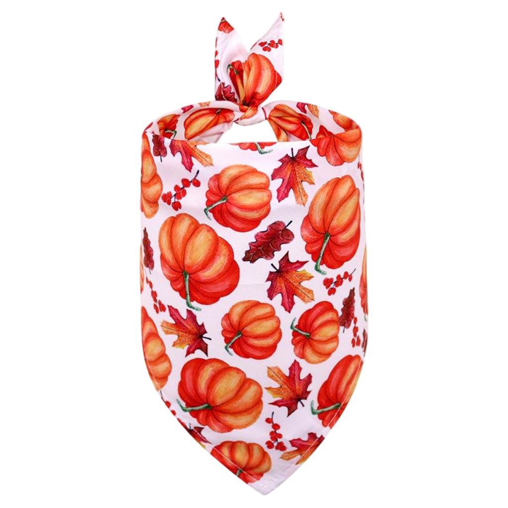 Thanksgiving Dog Bandana Medium Size Adjustable Pet Scarf with Pumpkin Pattern for Holiday Seasonal Wear and Comfortable Fit