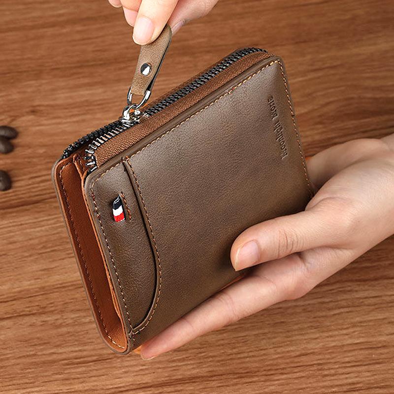 Anti-theft RFID Leather Wallet for Man ID Bank Credit Card Holder Bag Woman Wallets School Teacher Gift Luxury Vintage Zip Purse
