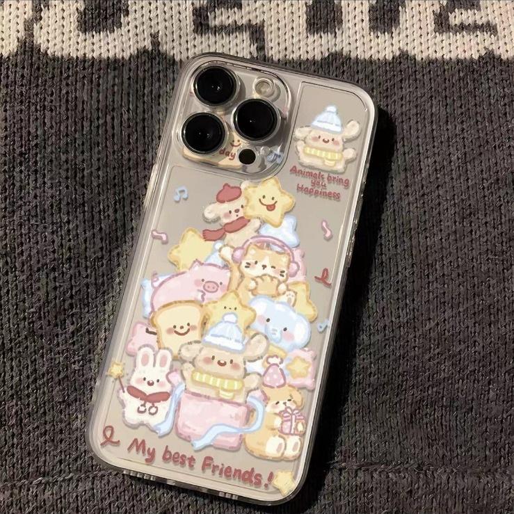 Cartoon cute Christmas bear applies to Apple 16/14promax mobile phone case 12/11pro transparent xs/xr soft