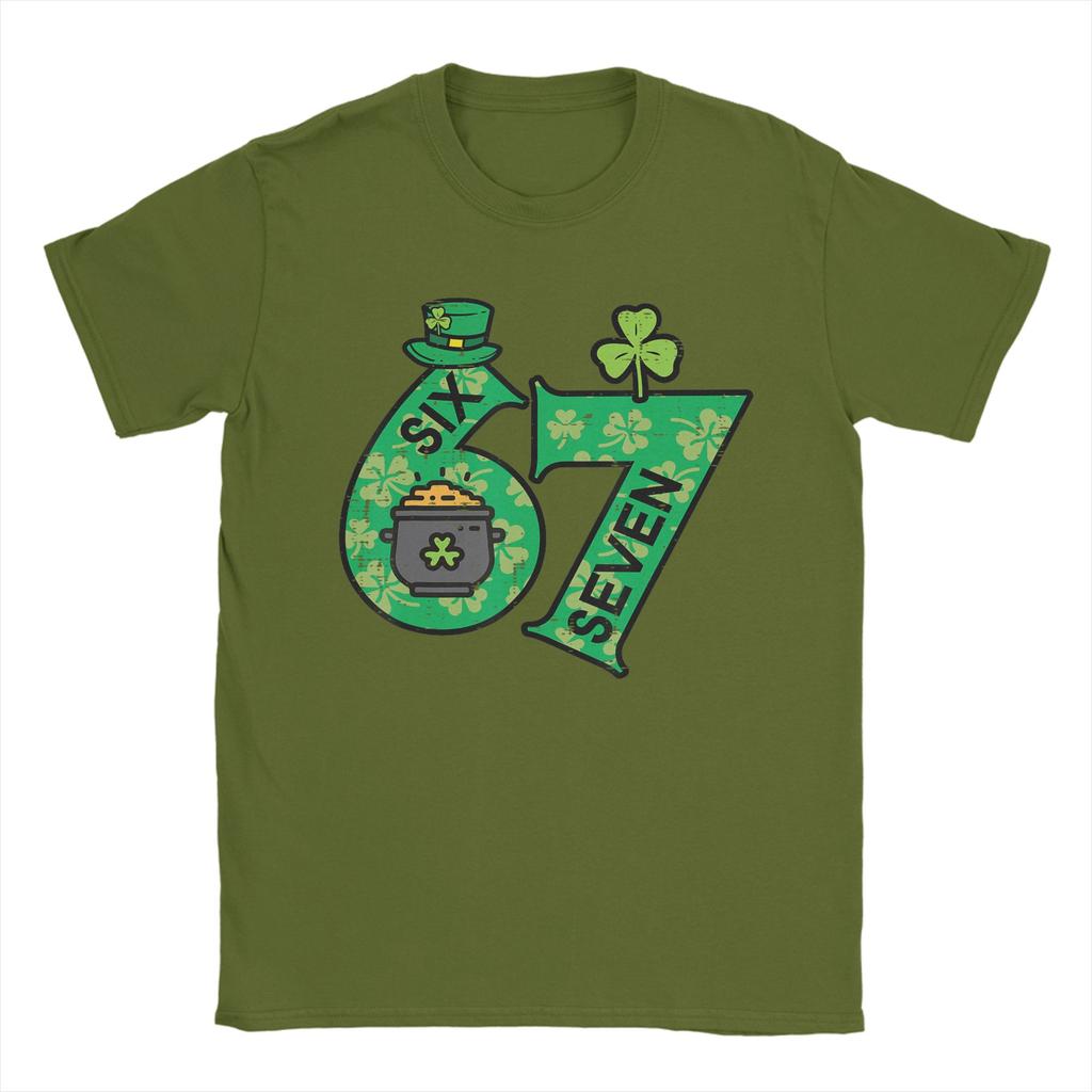 Unisex TShirt Six Seven 6 7 St Patricks Day 67 Paddys Meme Funny Pure Cotton Tee Shirt Short Sleeve T Shirt O Neck Tops Big Size