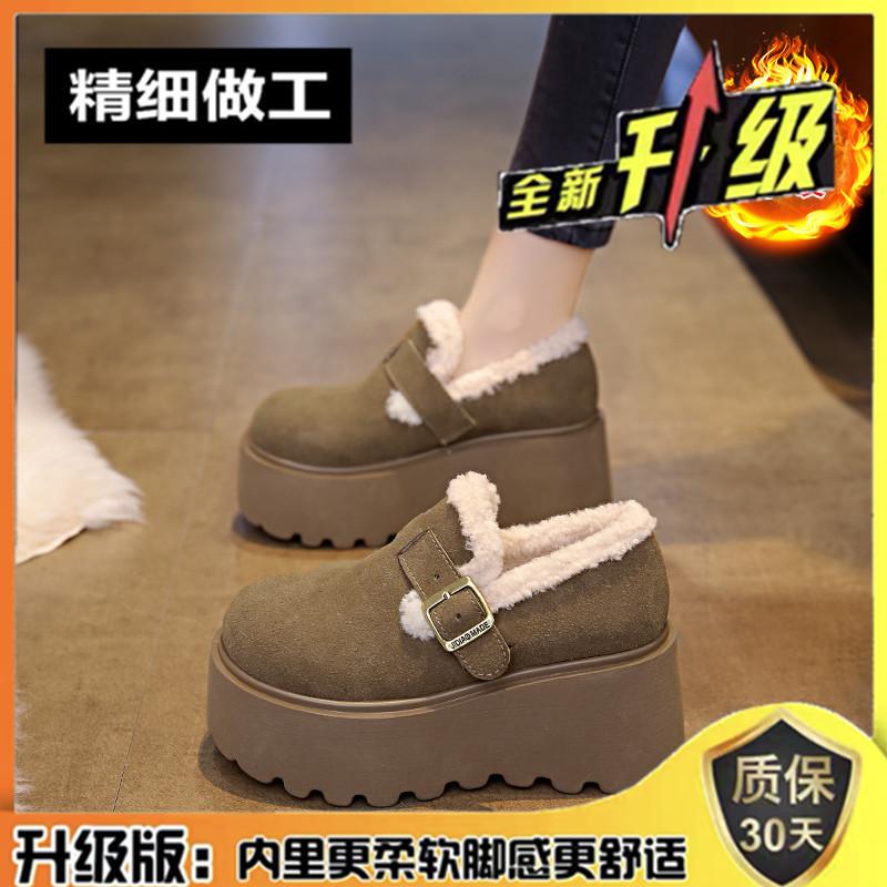 Small size thick-soled velvet Boken shoes increase the height of autumn and winter cotton shoes 22 new high-heeled snow boots