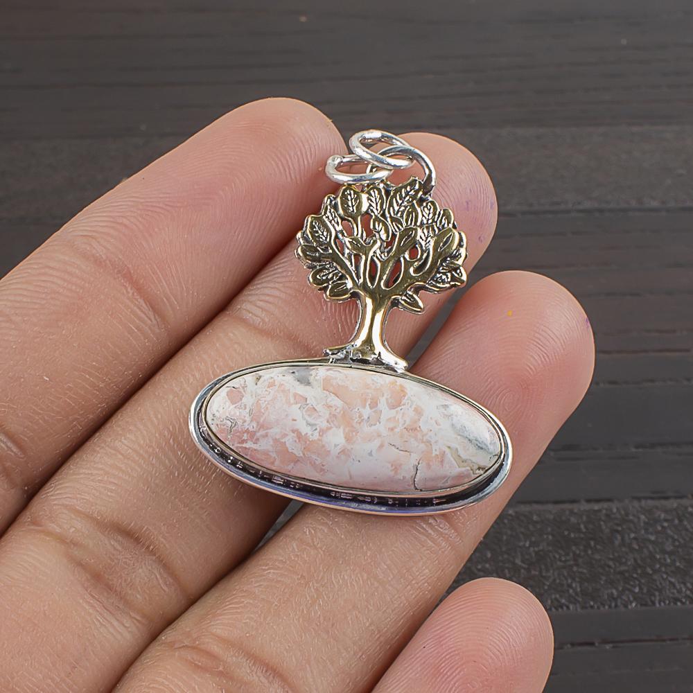 

Натуральный драгоценный камень Сколоцит Ювелирное изделие из стерлингового серебра 925 пробы Дизайнерский кулон 1,36 AJP-2171