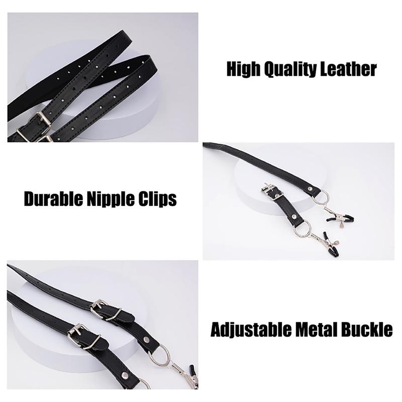 Erotic Labia Clip BDSM Bondage Restraints Adjustable Leather Harness Clitoris Clip Sex Flirting Nipple Clips Sex Toys for Women