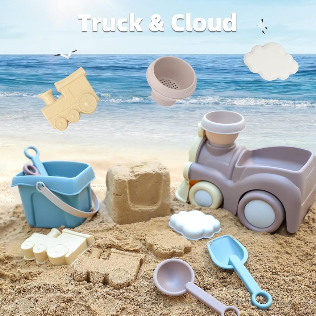 Beach Toys for Toddlers Kids Sand Toys Train Beach Truck Beach Bucket Scoop Trowel Colander Rake Sand Castle Toys Sandbox Toys